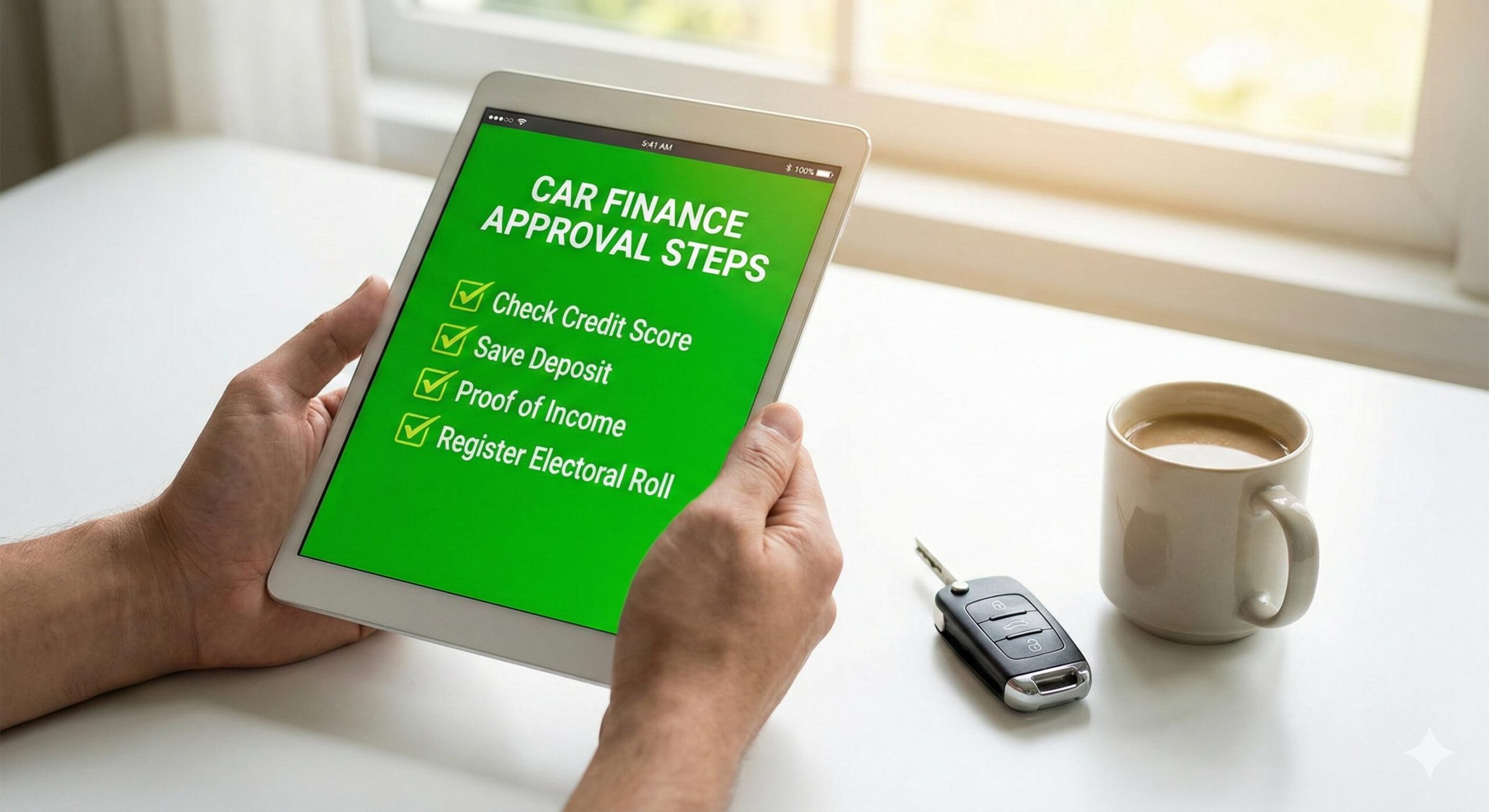 Borrower checking their credit report and financial checklist before applying.