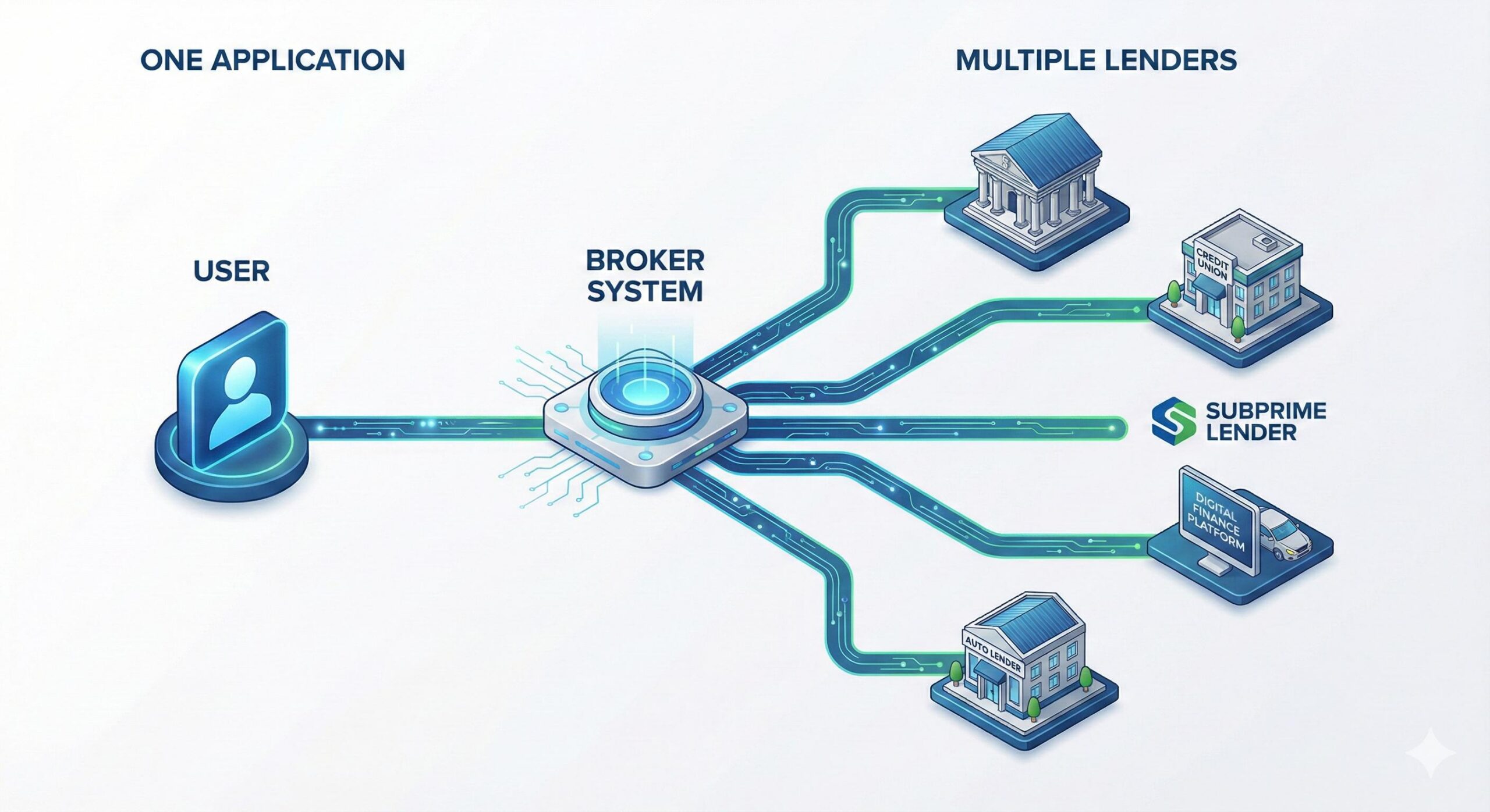 How a car finance broker connects borrowers to multiple lenders.