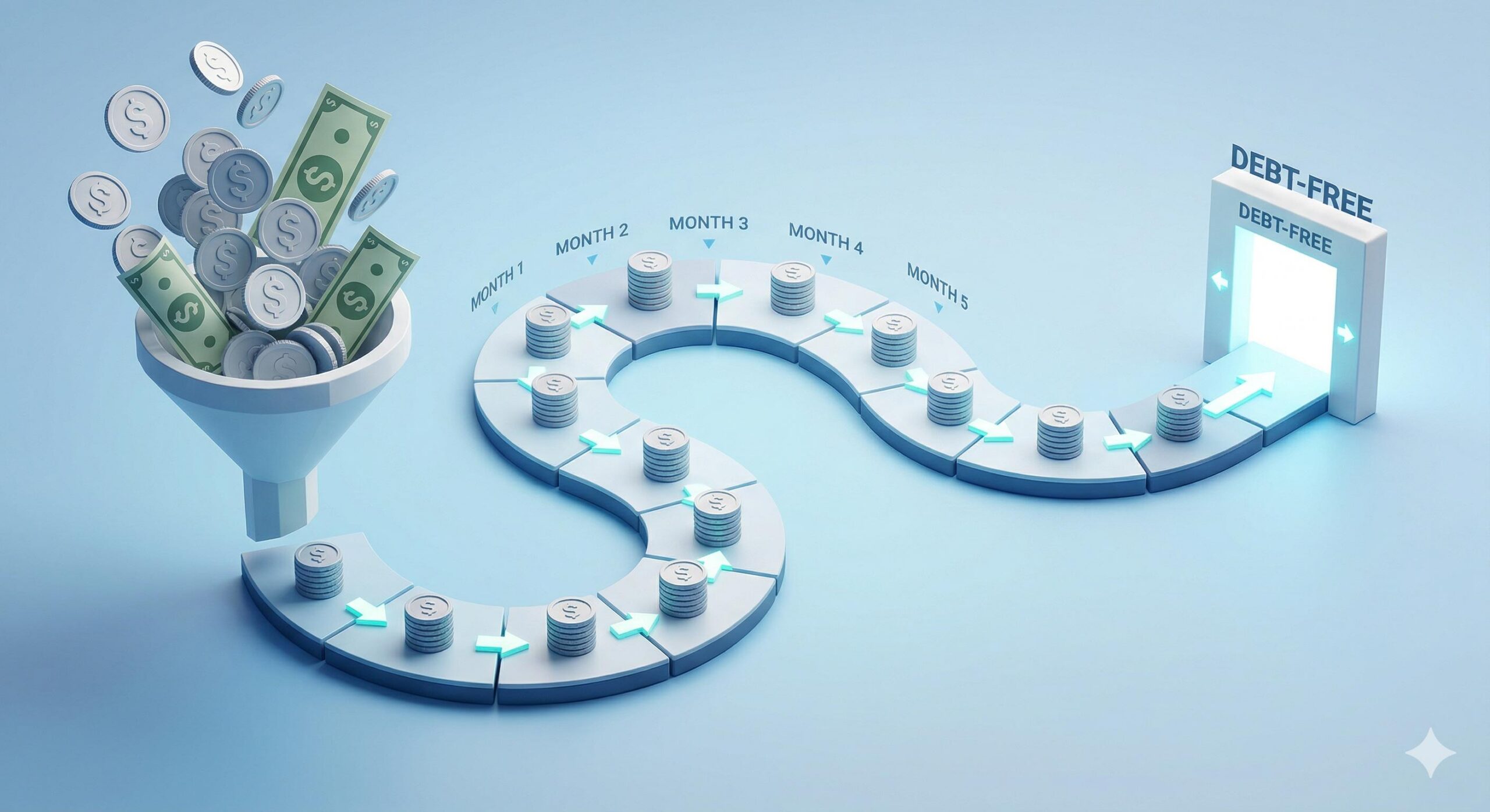 A 3D illustration showing a fixed repayment schedule for a loan over time. _