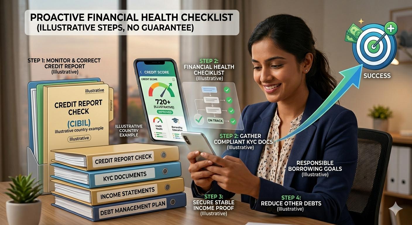 Diverse person proactively improving financial health using phone and organized documents.