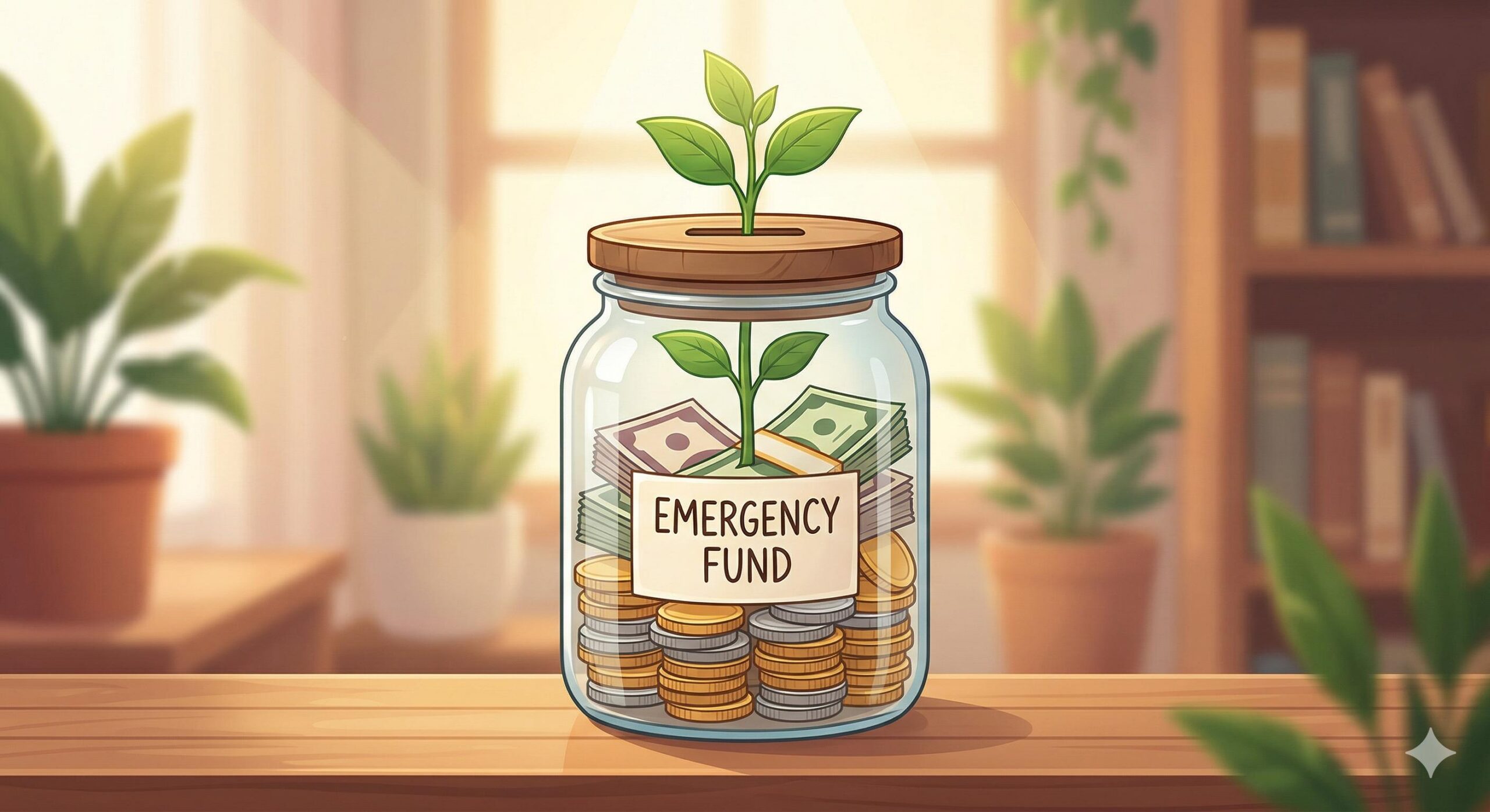 Illustration conceptualizing financial security and building an emergency fund.