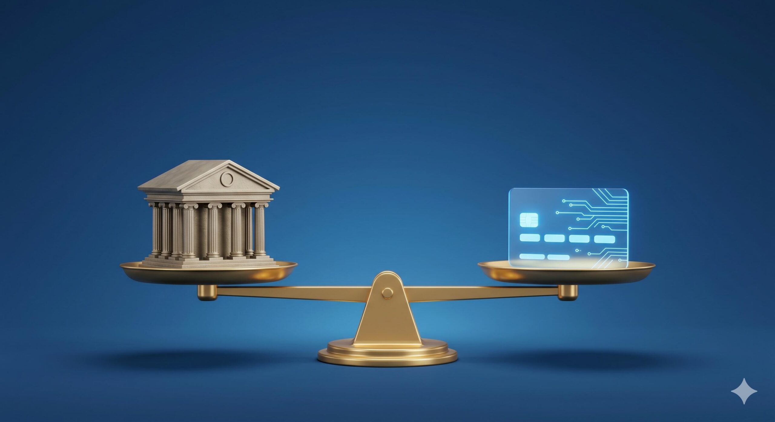 A balanced scale weighing a personal loan against a credit card loan.