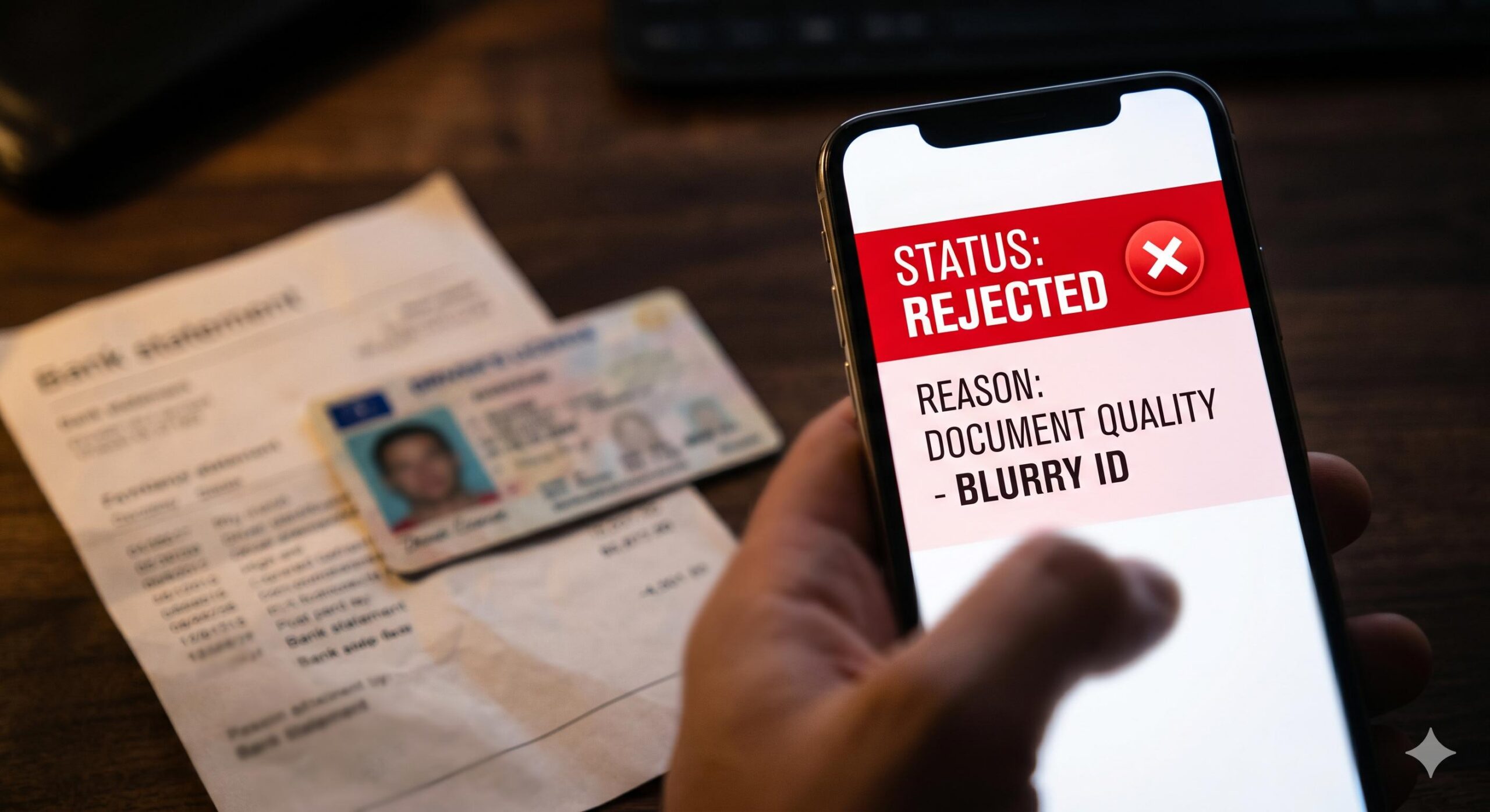 Automated rejection of blurry ID document.