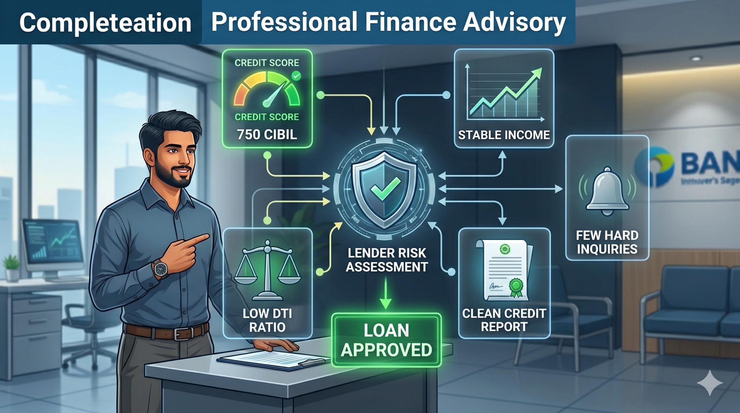 Diagram showing the multiple factors lenders assess beyond credit score