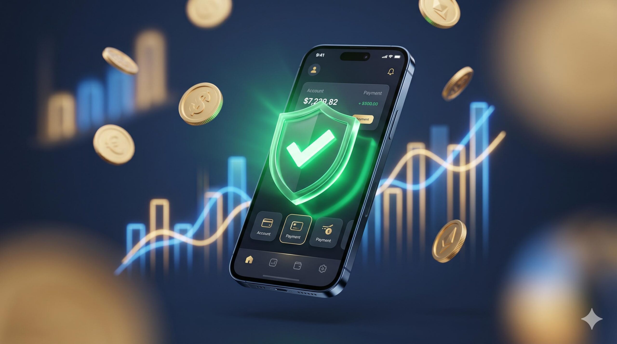 Secure smartphone loan app interface with a verified green shield indicating RBI registration.
